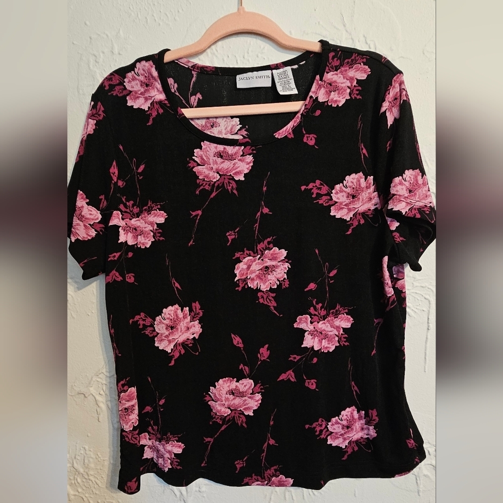 Jaclyn Smith Floral Print Short Sleeve Women's Top XL